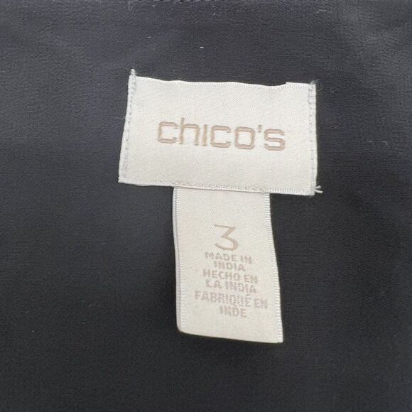 Chico's Women's 3/XL Full Zip Jacket Black Long Sleeve Geometric Polyester - Picture 2 of 6